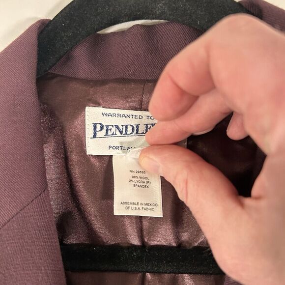 Pendleton Wool Blend Jacket Women's 14 Solid Burgundy 2 Button Front - Picture 5 of 8